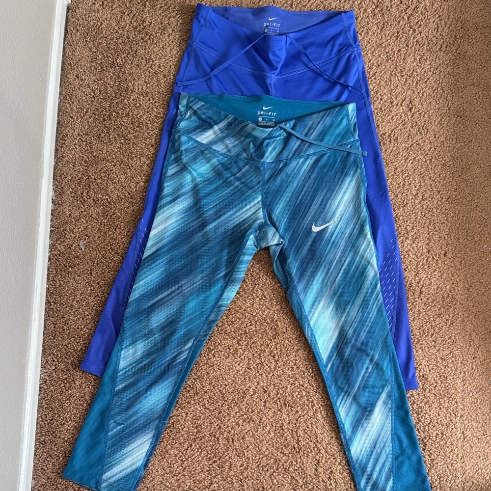 Nike Vibrant Blue and Teal Leggings Duo